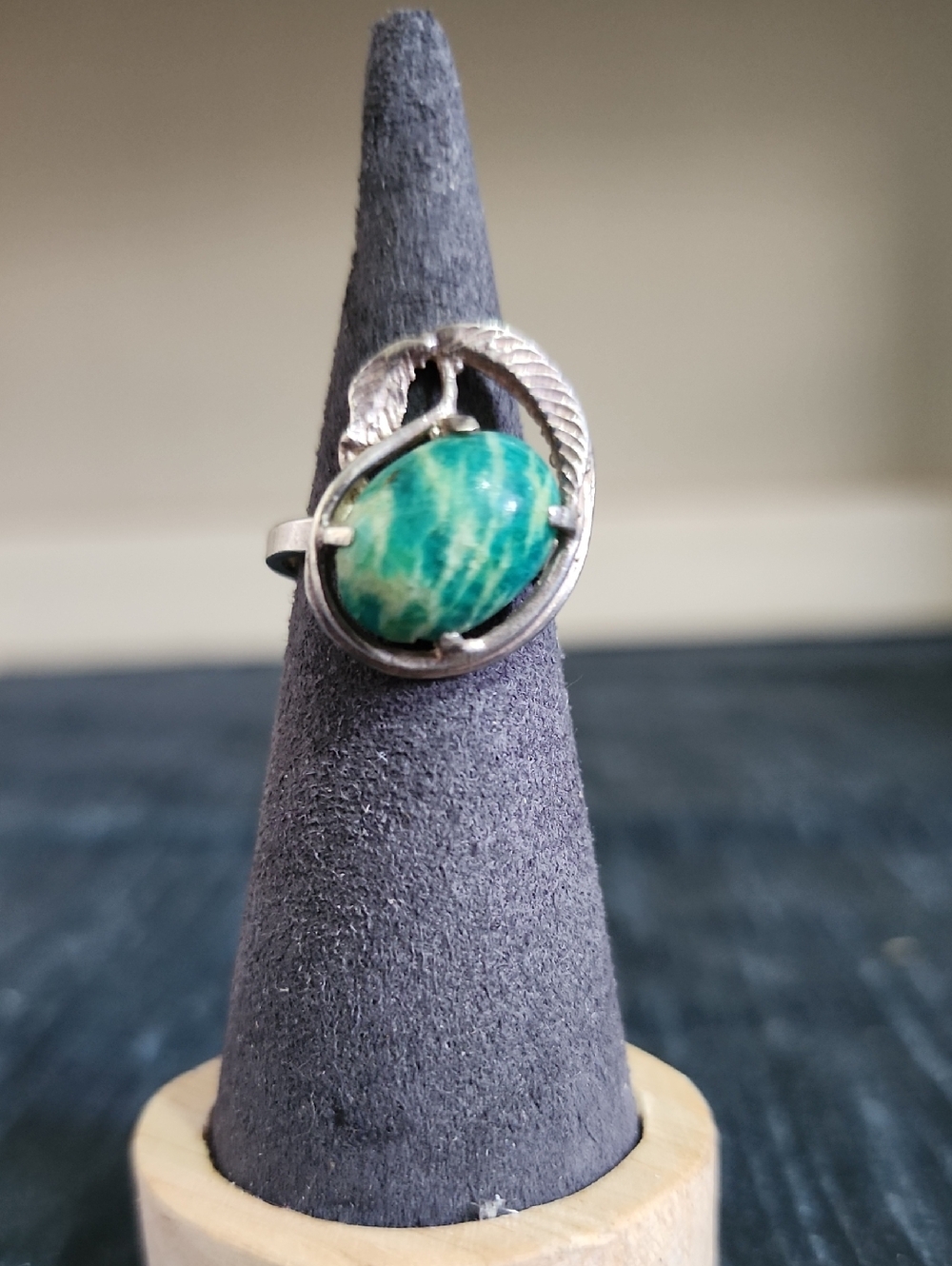 Vintage sterling silver ring size 6 Amazonite stone Danish finish Baltic…